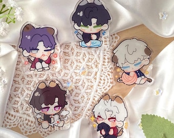 love and deepspace block standee! xavier, zayne, rafayel, sylus, caleb