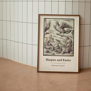 Harpies and Furies Poster Print, Unframed Home Decor, Ancient Greece, Greek Gods Myth Vincenzo Cartari Imagini, Academia Greek Mythology Art