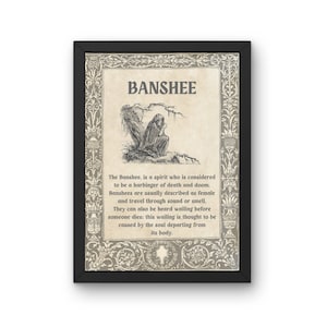 Banshee Mythical Creature A5,A4, A3 Unframed Poster Print, Vintage Style Wall Art Decor, Folklore Fantasy Monsters, Horror Myth Spirit Ghost