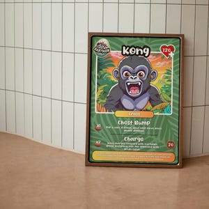 Impression d'affiche sans cadre BabyMon Kong, cartes GCC de style anime échangeant des cartes de collection de TCG, décoration murale art déco murale gamer nerd geek, monstre de King Kong