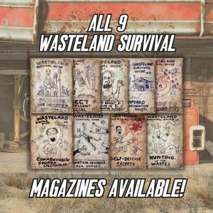 Wasteland Survival Guide ingelijste posterprint, Fallout 4 Magazines Gaming Nerd Geek Home Wall Art, Bethesda Pip Boy Nuka Cola New Vegas