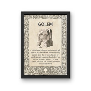 Golem Mythical Creature A5,A4, A3 Unframed Poster Print, Vintage Style Wall Art Decor, Jewish Folklore Fantasy Monsters, Legendary Mythology