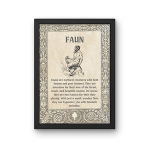 Faun Satyr Mythical Creature A5,A4, A3 Unframed Poster Print Vintage Style Wall Art Decor, Folklore Fantasy Monsters Legendary Mythology Fan