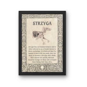 Strzyga Mythical Creature A5,A4, A3 Unframed Poster Print, Vintage Style Wall Art Decor, Folklore Fantasy Monsters, Legendary Myth Witcher