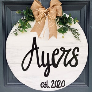 18” Shiplap rustic farmhouse round door hanger/sign