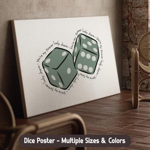 Trendy muurkunst geluksdobbelstenen saliegroen esthetische print Lucky you-poster Trendy horizontale posters muurkunst woondecoratie Cadeau voor haar hem