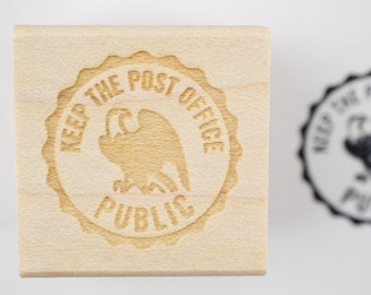 Keep the Post Office Public (Eagle) Round Rubber Stamp