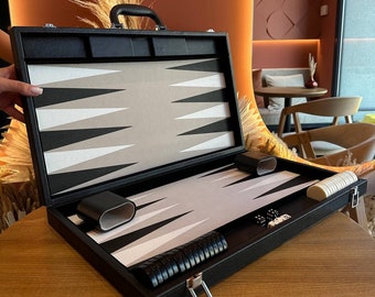 IN STOCK Tournament Backgammon Set, Game Board Gift, Tabletop Game, Gift for Birthday, Leather Backgammon, Family Night Game