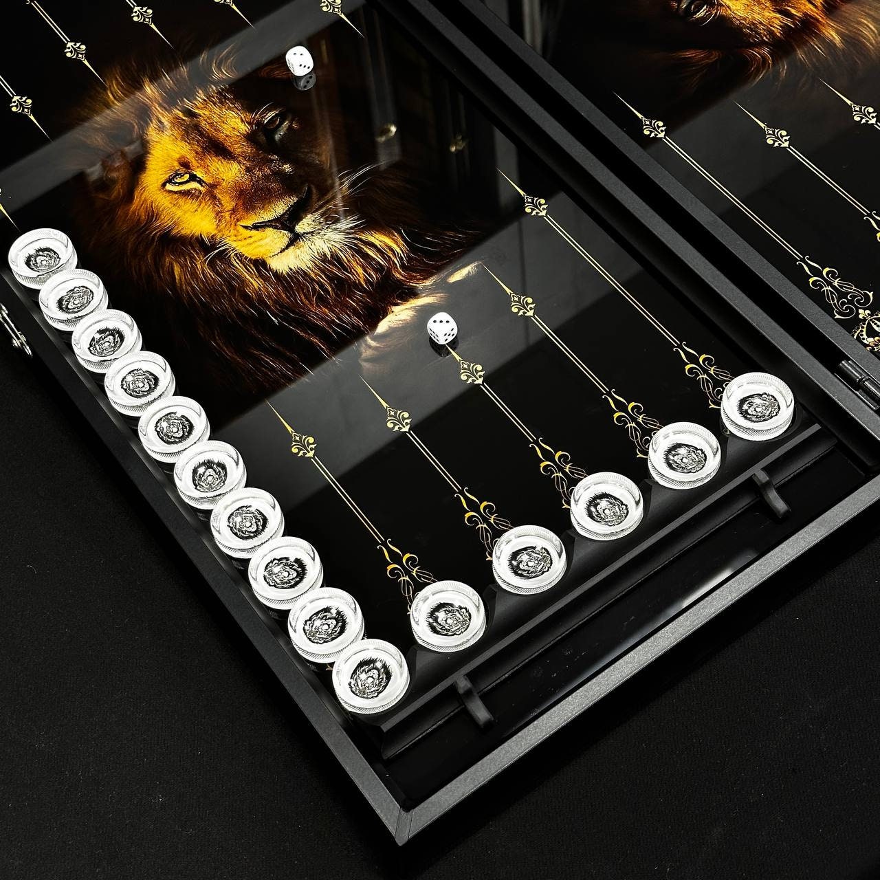 Glass Backgammon Imperial Lion Backgammon Set 24