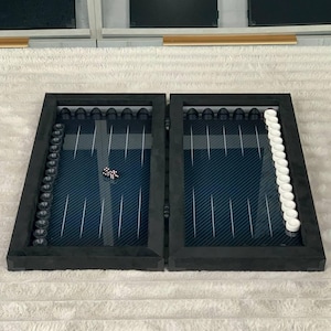 Carbon&Glass Backgammon Board Game 15.7&quot;, Tabletop Game, Game Board, Gift Idea for Him, Luxury Backgammon Game, No Analogues in the World