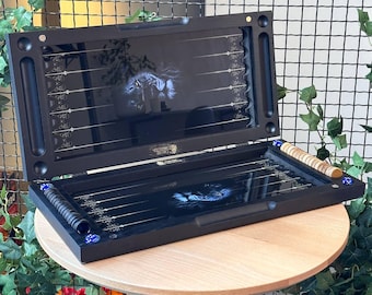 Tempered Glass&Wood Backgammon Set, Game Board Lion Design, Tabletop Game and Home Decor, Gift for Friends and Family