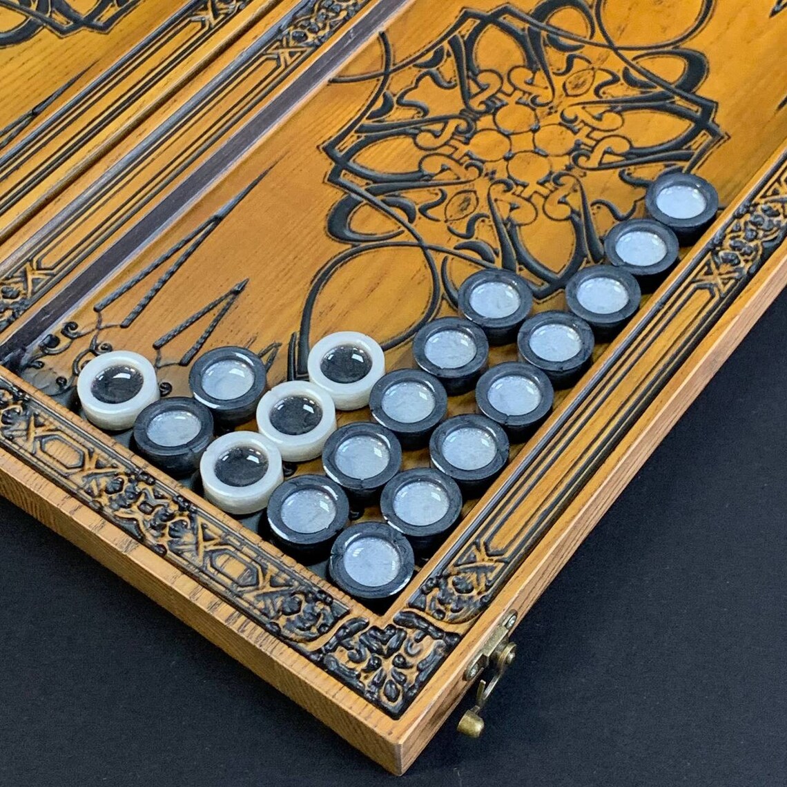 Wooden Backgammon Set Stylized With Dragon Pic, Exclusive Game Board ...