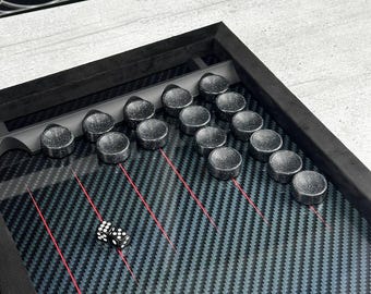 Carbon & Tempered Glass Backgammon Set, Spielbrett, Tischspiel, großes Backgammon, Luxusgeschenk für Geburtstag, Geschenk für Ehemann, Wohnkultur