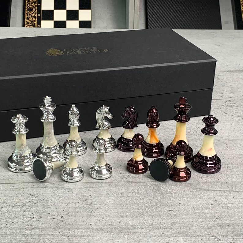 Acrylic Zink Chess Pieces, Weighted Luxury Set With Gift Box, Premium ...