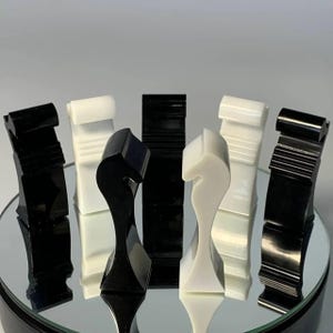 Epoxy Resin Chess Pieces in Modern Futuristic Design with Pouch for Storage, Resin Chess Pieces, Unique Chess Figures, Chess Pieces Only