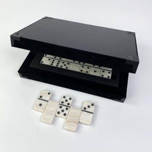 Conjunto de dominós de pedra com caixa de carbono, jogo de mesa, jogo ao ar livre, conjunto de dominó clássico, jogo de noite em família, presente de luxo, presente para a família, EM ESTOQUE