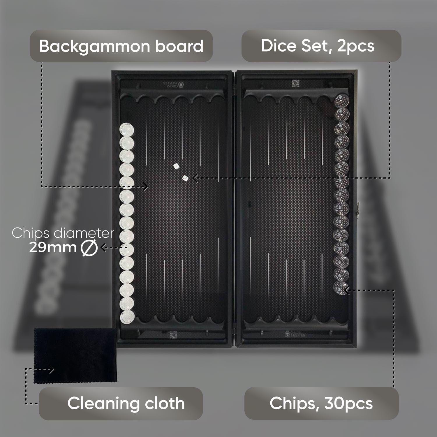 Glass Backgammon Custom Glass Backgammon Set Carbon Imitation, Large Game Board 61cm (24 ...