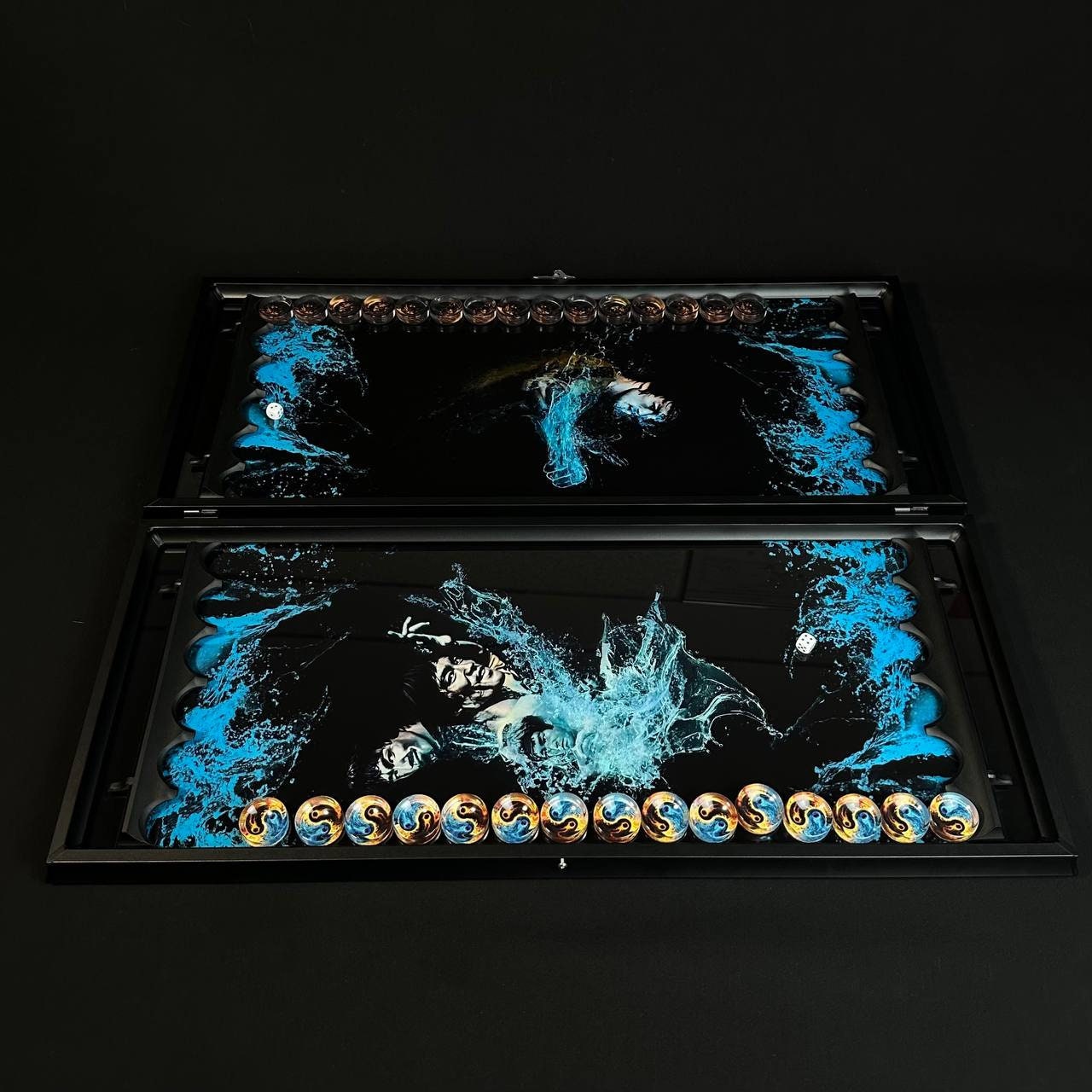 Glass Backgammon Glass Backgammon Set for Fans of Hand-to-hand Combat, Game Board ...