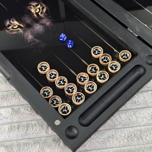 Tempered Glass&Wood Backgammon Set, Luxury Game Board Scorpion and Tiger Design, Custom Gift for Family, Friends, Business Partner