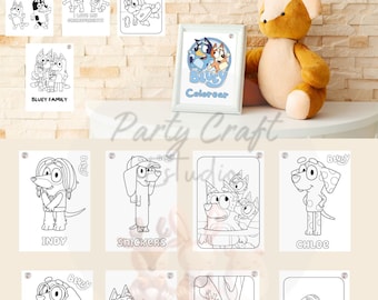 Bluey coloring pages, downloadable pdf with 30 sheets.