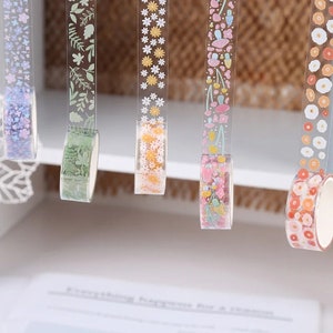 Transparent Floral Washi Tape Set Journal, Planner, and Scrapbook, Decorative Tape, Masking Tape