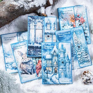 30pcs Vintage Winter Scrapbooking Paper, Decorative Paper for Journaling, Winter Stationery, Scrapbook Paper. Winter Aesthetic