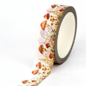 Mushroom Washi Tape for Journal, Planner, and Scrapbook, Decorative Tape, Masking Tape Whimsical Scrap Book, Fall Season Autumn Scapbooking