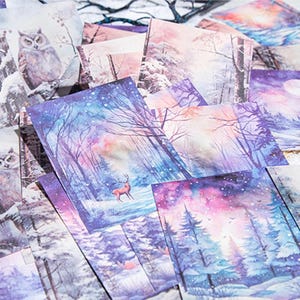 30pcs Winter Scrapbooking Paper, Decorative Paper for Journaling, Winter Stationery, Scrapbook Paper, Winter Aesthetic
