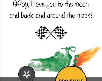 Impronta di macchina da corsa, artigianato per neonati/bambini piccoli, corse, GPop, ricordo stampabile fai da te, nonno