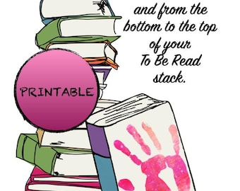 Cuore con impronte digitali/mani di lettori, lavoretto per neonati/bambini piccoli, mamma, amante dei libri, pila TBR, ricordo stampabile fai da te