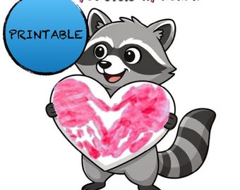 Mi hai rubato il cuore: impronta della mano di San Valentino - Neonato/Bambino piccolo, procione, San Valentino, ricordo stampabile fai da te