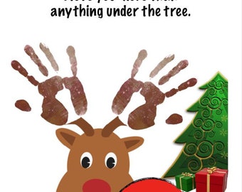 Quindi, dai un cervo a me, lavoretto con le impronte delle mani delle renne, lavoretto per neonati/bambini piccoli, persona cara, Natale, ricordo stampabile fai da te