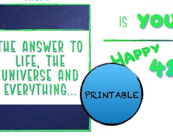 Biglietto di auguri per il 42° compleanno; Guida galattica per autostoppisti; La risposta alla vita, all'universo e a tutto quanto; 42