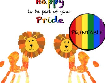 Parte del tuo orgoglio, grazioso lavoretto con l'impronta della mano di un leone, lavoretto per neonati/bambini piccoli, orgoglio, LGBTQIA+, ricordo stampabile fai da te