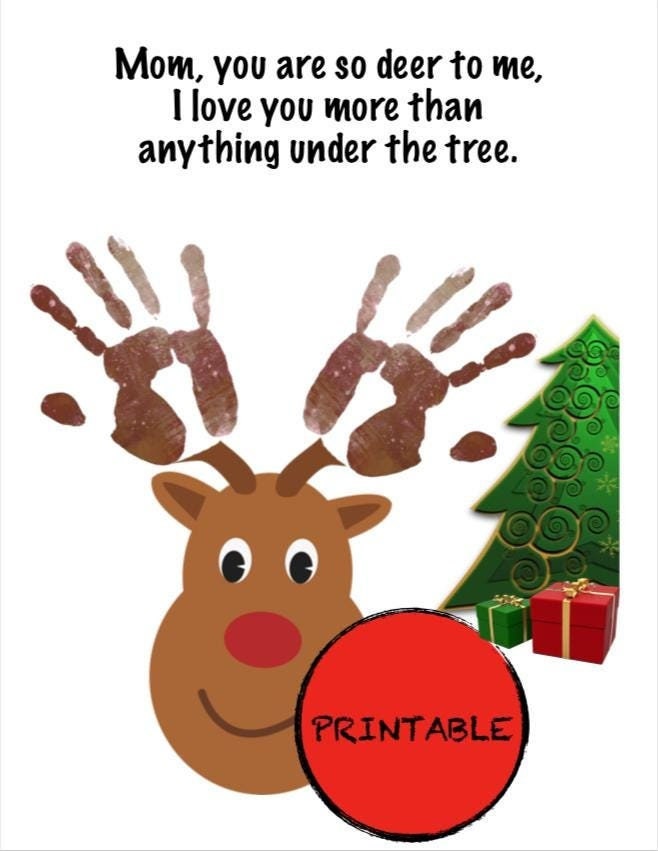 40 Adorable Reindeer Crafts for Kids They'll Love 14 So Deer to Me Reindeer Handprint Craft, Baby/Toddler Craft, Mom,…