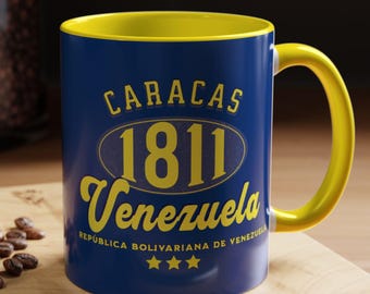 Caneca de café da Venezuela, caneca com a bandeira da Venezuela, presente para demonstrar orgulho venezuelano, caneca que representa a herança da Venezuela, presente para mãe ou pai venezuelano
