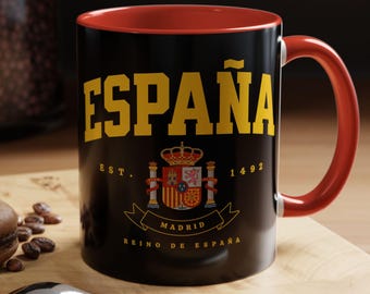 Spain Mug, Spanish Flag Coffee Cup, España Ceramic Mug, Spain Gift for Travelers, Spanish Culture Souvenir