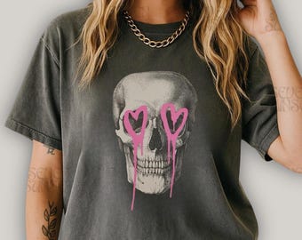 Camiseta con gráfico gótico para mujer, camiseta de estética oscura, camiseta con gráfico gótico grunge, camiseta gótica Y2K, camiseta de chica punk rock, camiseta de calavera, camiseta punk rock