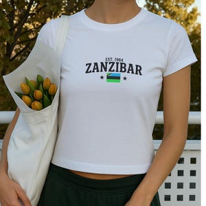 Zanzibar  Baby Tee, Zanzibar  Crop Top, Vintage Flag Shirt, African Tees, Zanzibar  T-Shirt- Zanzibar flag-african shirt-Zanzibar shirt