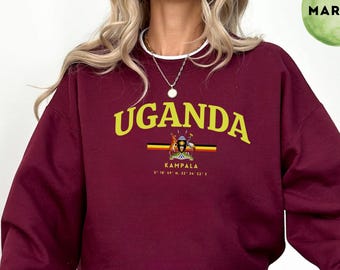 Sudadera de Uganda, Camiseta de Uganda, Regalo de Uganda, Camisa de Uganda, Camiseta con la bandera de Uganda