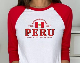 Peru Y2K Jersey Tee: Unisex Peruvian Flag T-Shirt-Peru tshirt-- peru gift- peru top- peru flag- peru vintage