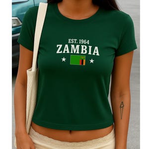 Zambia Baby Tee, Zambia Crop Top, Vintage Flag Shirt, African Tees,Zambia T-Shirt- Zambia flag-african shirt-Zambia shirt