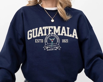 Guatemala City Retro Sweatshirt mit Rundhalsausschnitt, Mittelamerika Souvenir Pullover