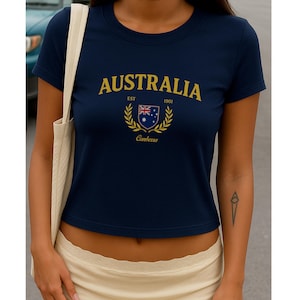 Y2K Australia Baby Tee - Soccer Baby Tee, 2000s Aesthetic, Australia Shirt, Australia Jersey, Y2K Baby Tee, Australian Crop Top