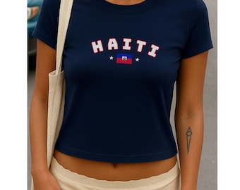 Haiti y2k jersey top-Haiti tshirt-Haiti crop top-Haiti baby tee-Haiti jersey-Haiti shirt-soccer baby tee-y2k tank top-Haiti Crop Tee