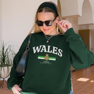 Wales Sweatshirt, Welsh Dragon Shirt-  Welsh Flag Souvenir, UK Gifts- Welsh Flag Crewneck Pullover- Wales United Kingdom- Wales Gift