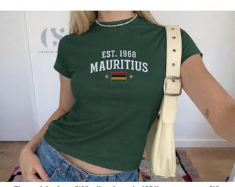 Mauritius Flag Baby Tee , Mauritius gift, Vintage Flag Shirt, North African Tees, Mauritius T-Shirt