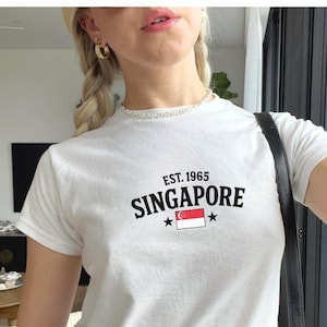 Singapore Baby Tee, Singapore shirt- Singapore Y2K Crop Top, Vintage Flag Shirt, Southeast Asian Aesthetic Tee, Singapore  T-Shirt