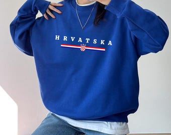 Hrvatska Croatia Sweatshirt – Flag Graphic, Croatia Flag Pullover, European Heritage Top, Croatian Checkered Shield, Balkans Travel Gift