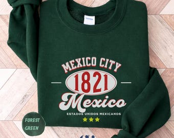 Mexico Sweatshirt, Mexican Vintage Crewneck, México Pullover, Streetwear Aesthetic Unisex Sweatshirt